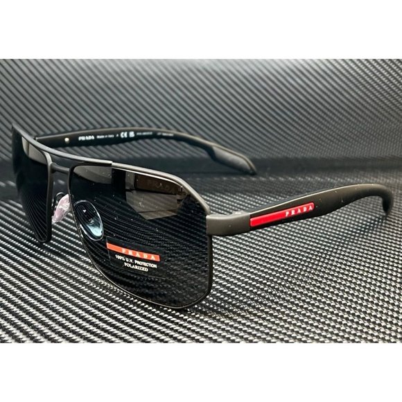 Prada Men's Polarized Rubber Sunglasses - Picture 1 of 4